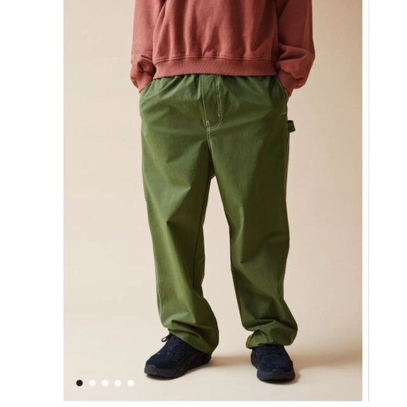 Urban Outfitters Nylon Skate Fit Carpenter Pants green 90s sz M - Picture 1 of 9